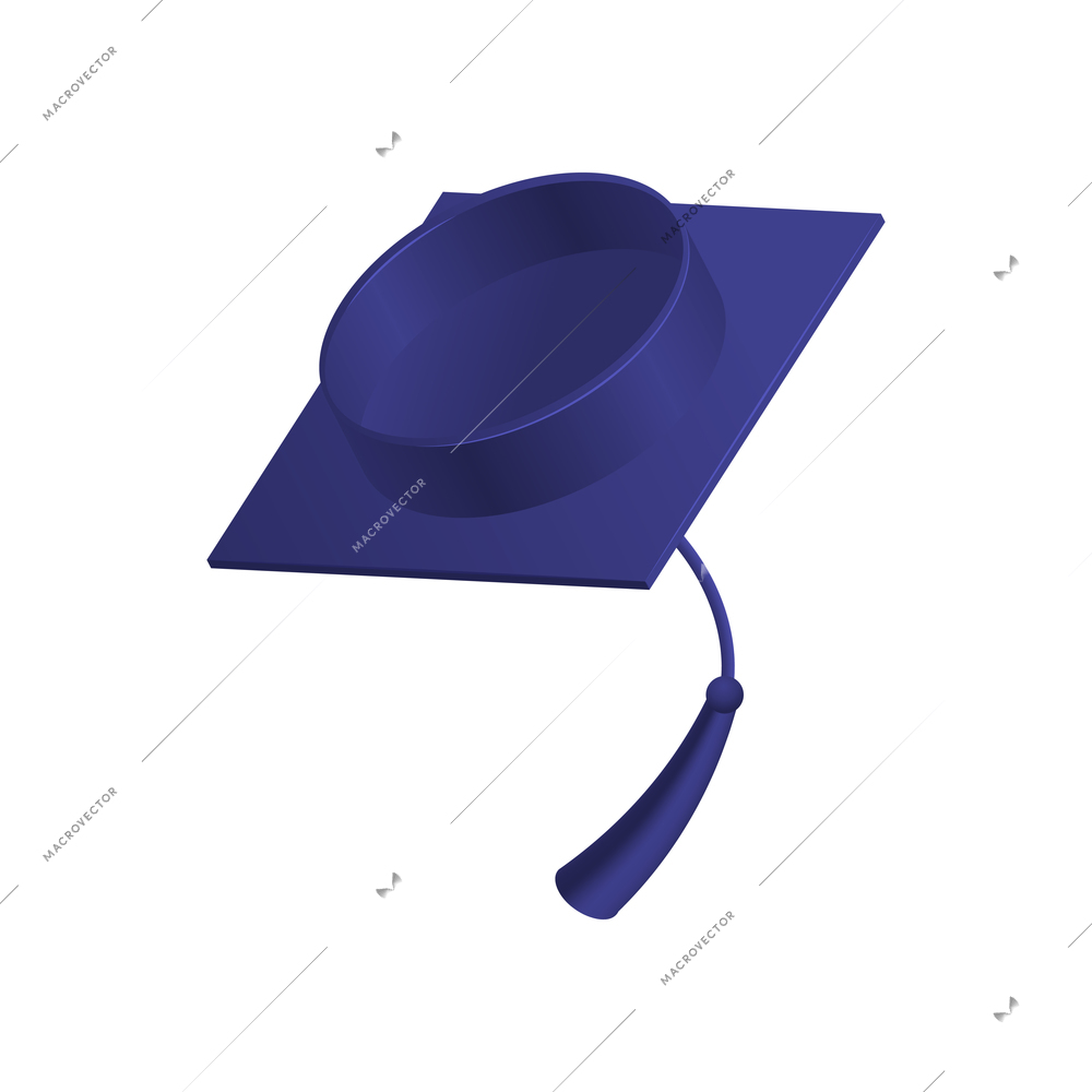 Isometric graduation diploma academic composition with isolated image of flying academic hat vector illustration