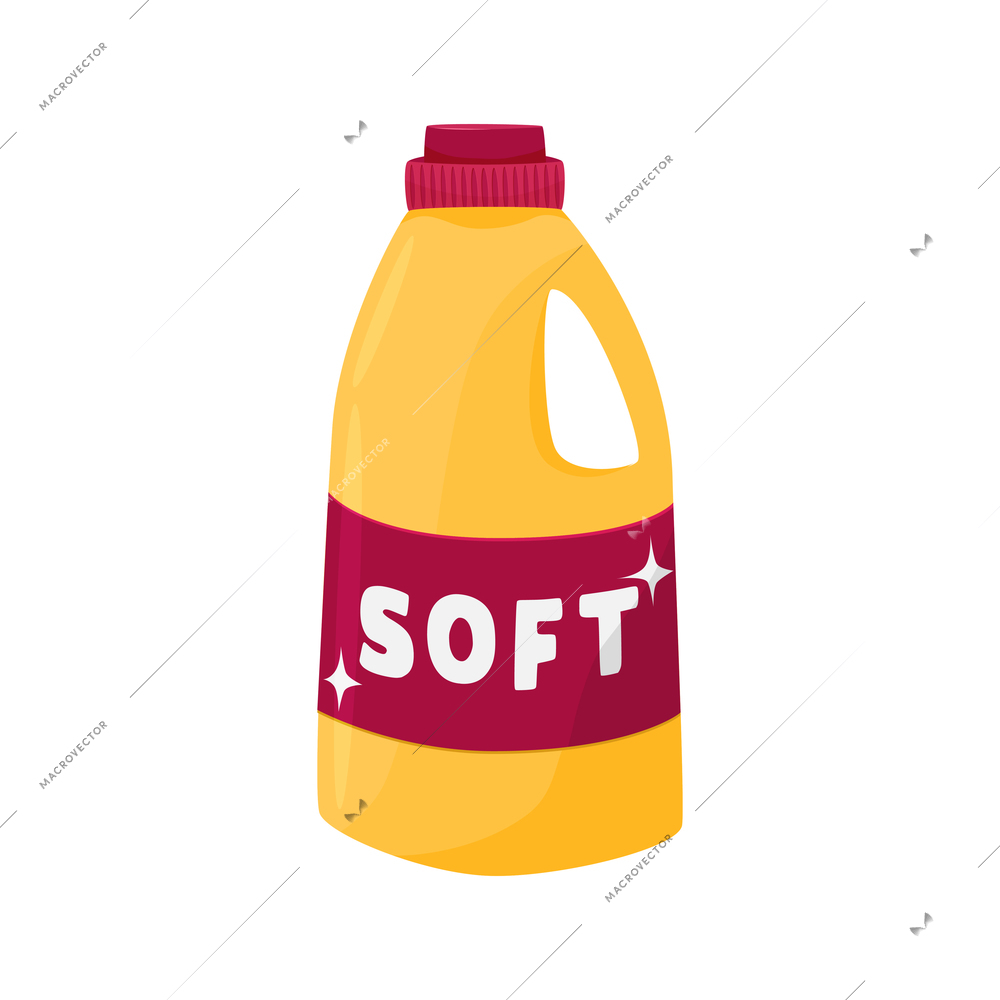 Dirty clean clothing laundry wash composition with isolated image of plastic bottle of softener vector illustration