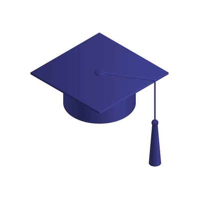 Isometric graduation diploma academic composition with isolated image of academic hat vector illustration