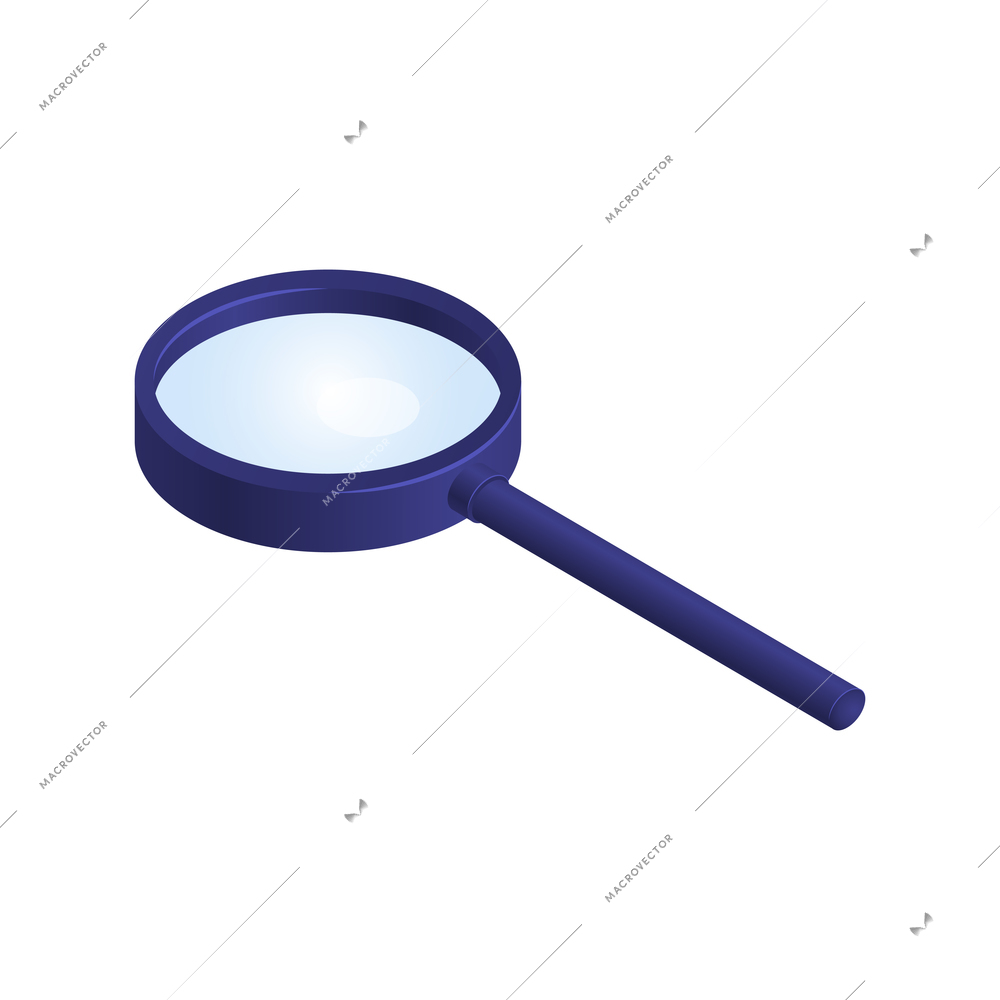 Isometric graduation diploma academic composition with isolated image of magnifying glass with handle vector illustration