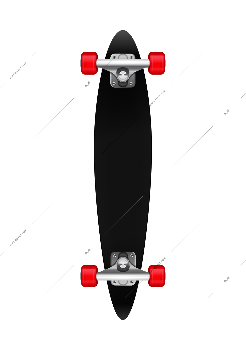 Skateboards realistic composition with isolated image of skateboard with red wheels on blank background vector illustration
