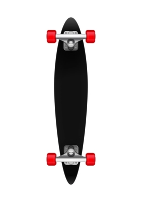 Skateboards realistic composition with isolated image of skateboard with red wheels on blank background vector illustration