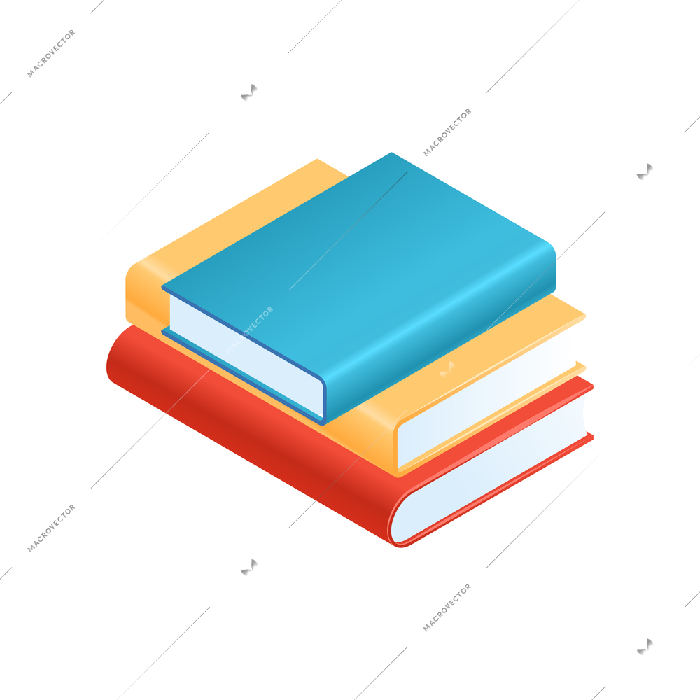 Isometric graduation diploma academic composition with isolated stack of three books vector illustration