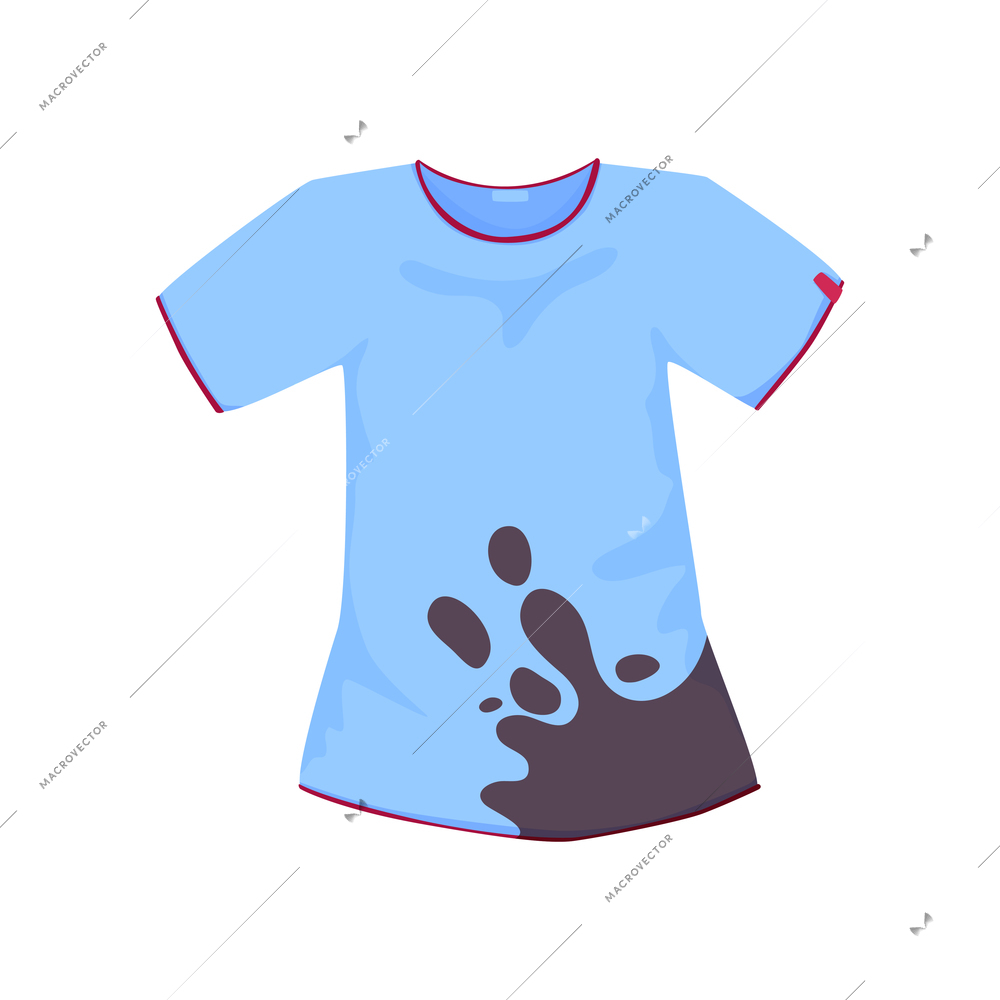 Dirty clean clothing laundry wash composition with isolated image of blue t-shirt with dirty spot vector illustration