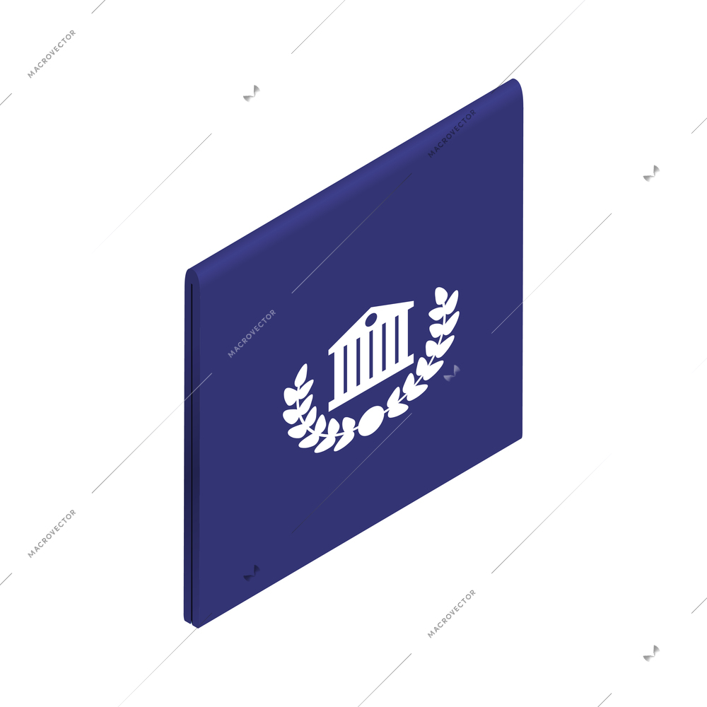 Isometric graduation diploma academic composition with isolated image of diploma blue hard cover vector illustration