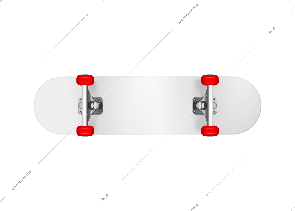 Skateboards realistic composition with isolated image of skateboard with red wheels on blank background vector illustration