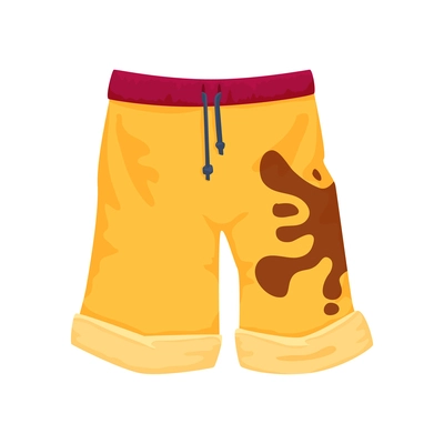 Dirty clean clothing laundry wash composition with isolated image of short trousers with spot of dirt vector illustration