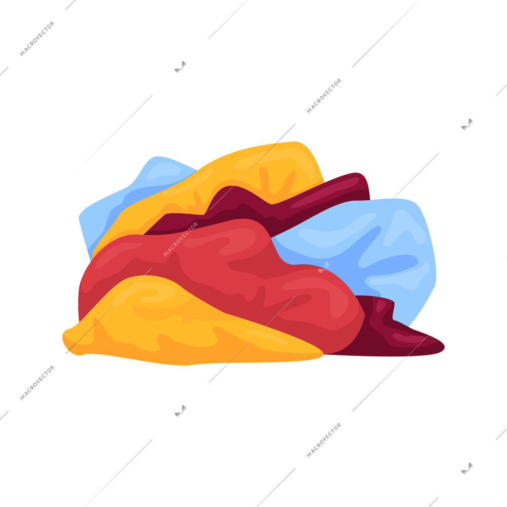 Dirty clean clothing laundry wash composition with isolated image of pile with colorful dirty clothes vector illustration