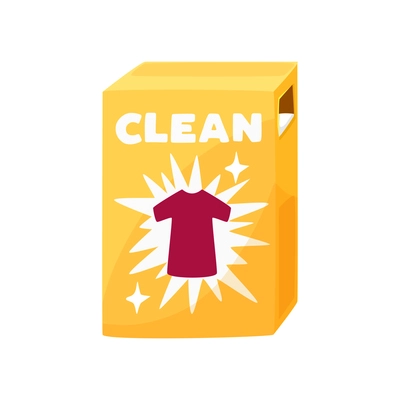 Dirty clean clothing laundry wash composition with isolated image of carton pack of washing powder detergent vector illustration