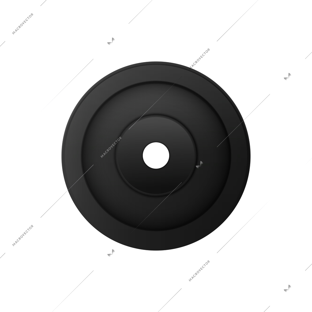 Barbells dumbbells fitness realistic composition with isolated image of heavy circle barbell vector illustration