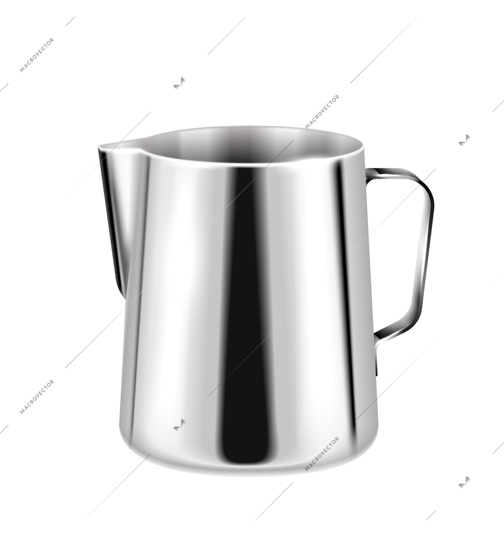 Barista coffee equipment realistic composition with isolated image of steel pot vector illustration