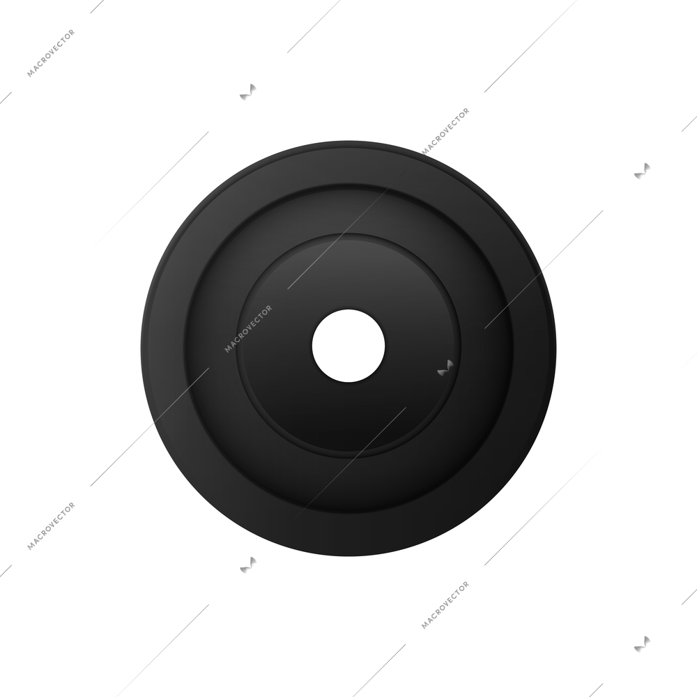 Barbells dumbbells fitness realistic composition with isolated image of heavy circle barbell vector illustration