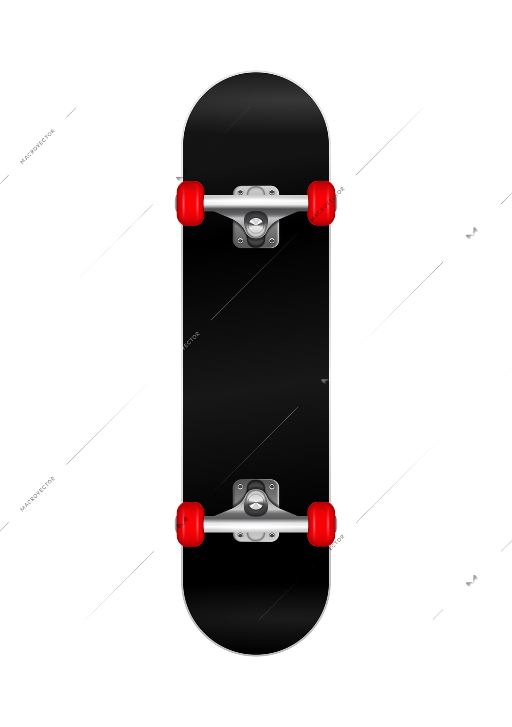 Skateboards realistic composition with isolated image of skateboard with red wheels on blank background vector illustration