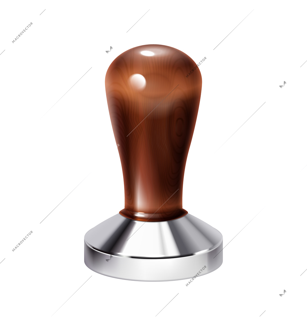 Barista coffee equipment realistic composition with isolated image of pop tamper vector illustration