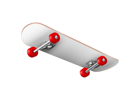 Skateboards realistic composition with isolated image of skateboard with red wheels on blank background vector illustration