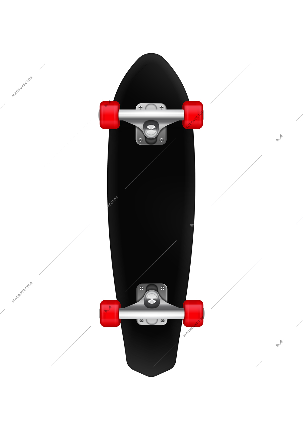 Skateboards realistic composition with isolated image of skateboard with red wheels on blank background vector illustration