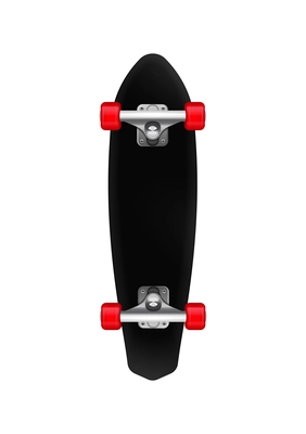 Skateboards realistic composition with isolated image of skateboard with red wheels on blank background vector illustration