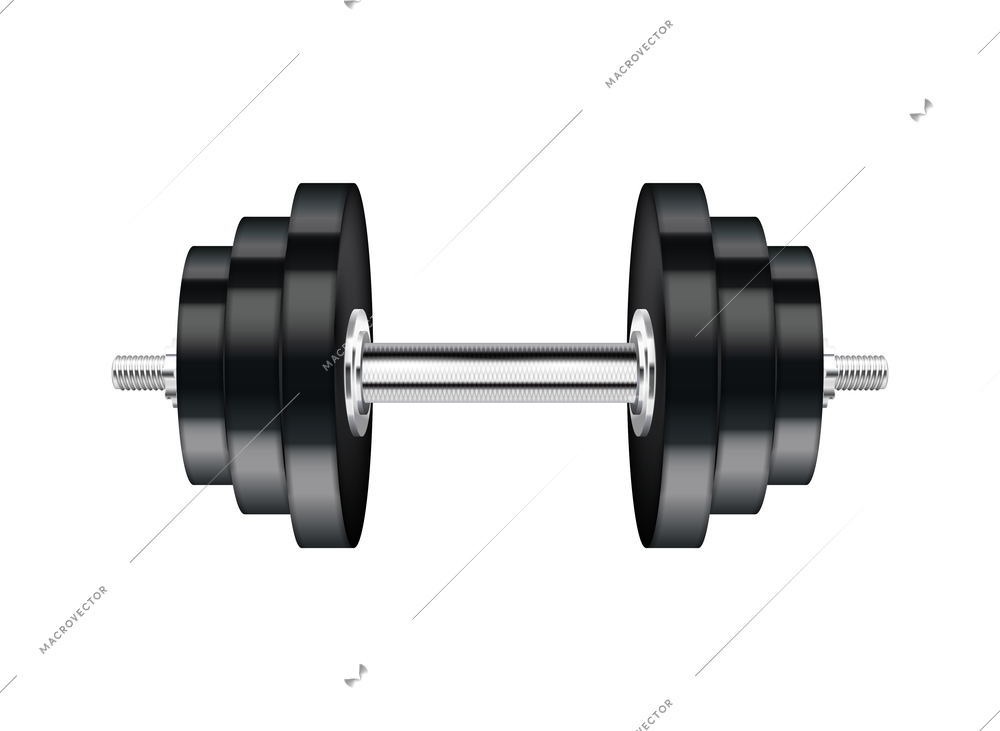 Barbells dumbbells fitness realistic composition with isolated image of dumbbell with heavy load vector illustration