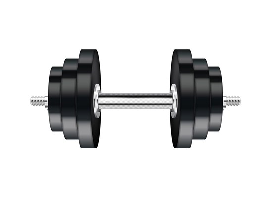 Barbells dumbbells fitness realistic composition with isolated image of dumbbell with heavy load vector illustration