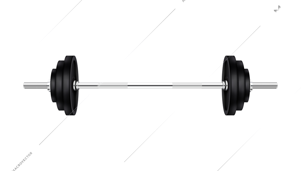 Barbells dumbbells fitness realistic composition with isolated image of heavy barbell vector illustration