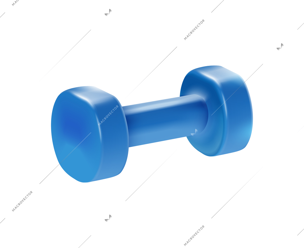 Barbells dumbbells fitness realistic composition with isolated image of light blue dumbbell vector illustration