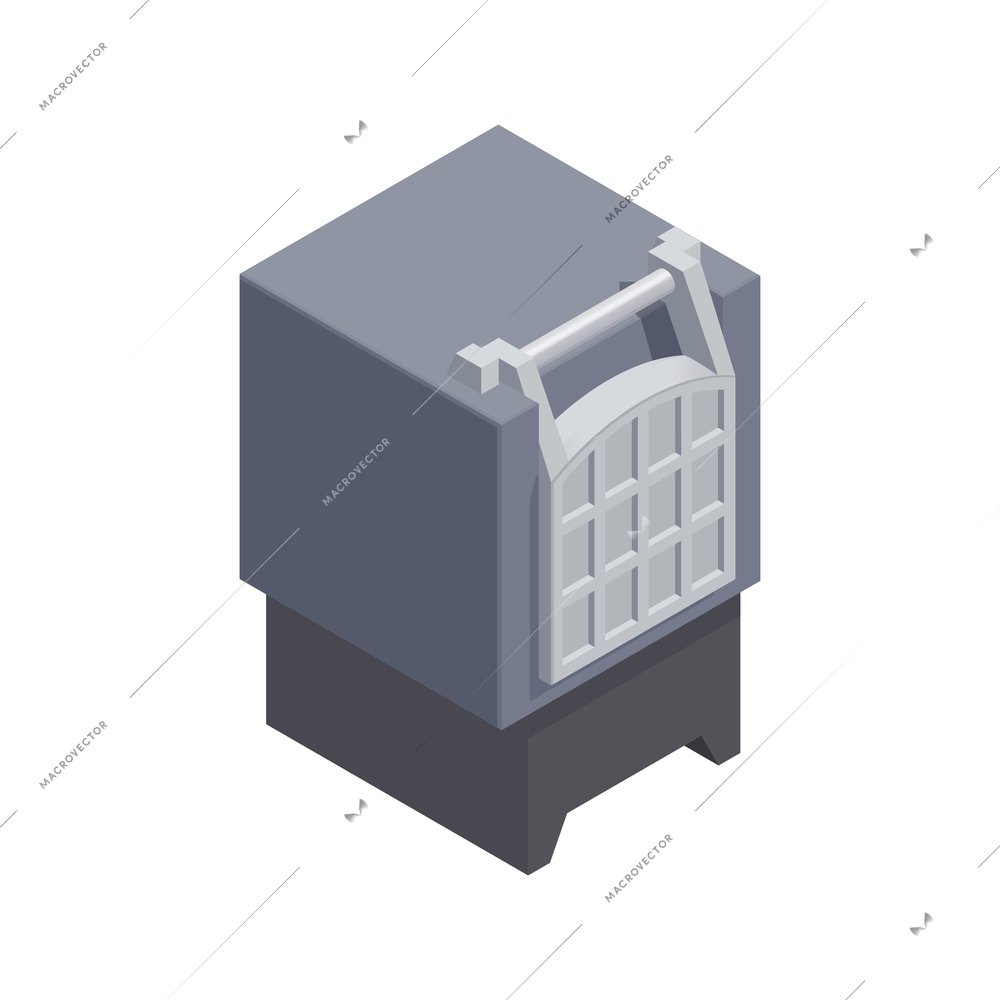 Metallurgy foundry industry isometric composition with isolated image of stove vector illustration