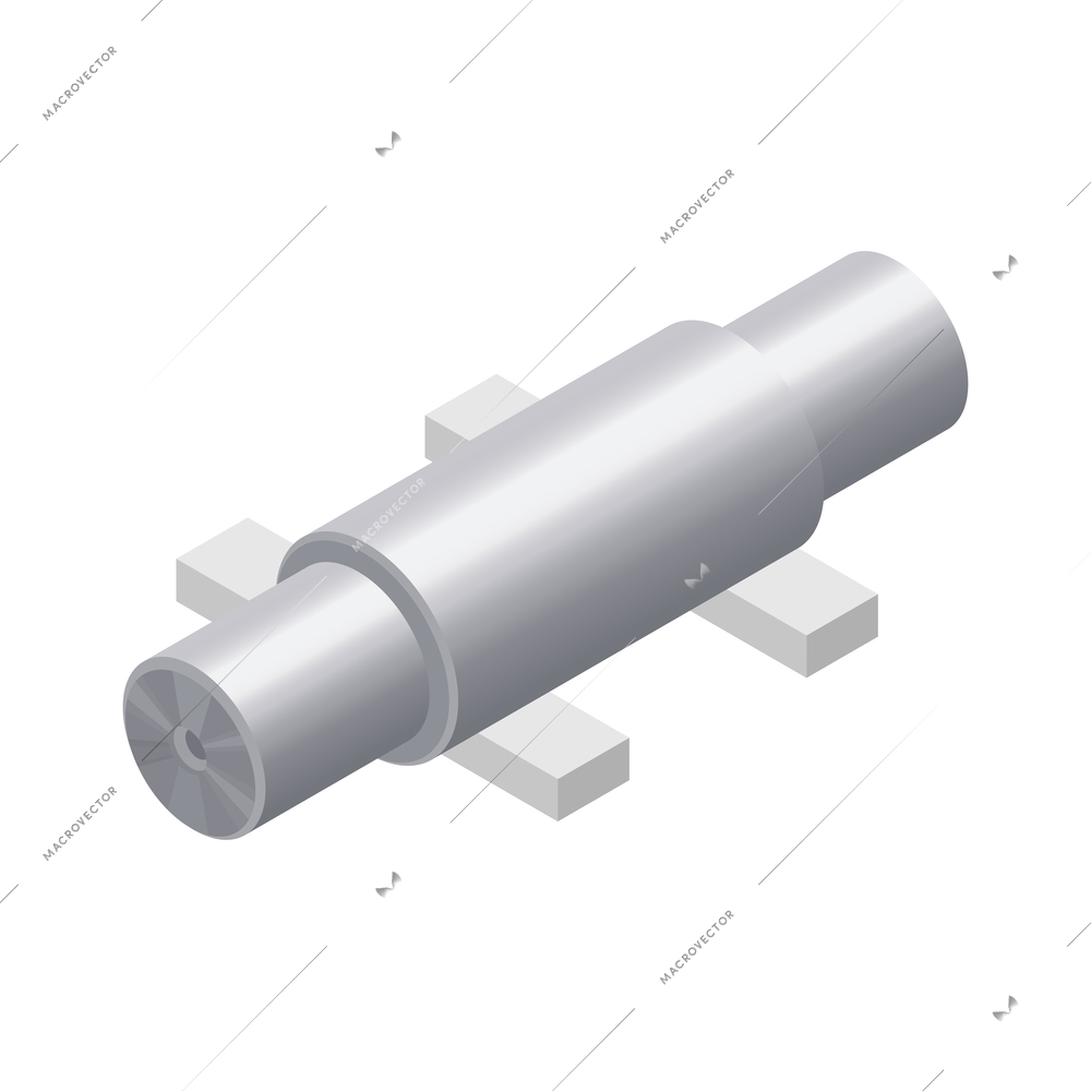 Metallurgy foundry industry isometric composition with isolated image of steel pipe vector illustration