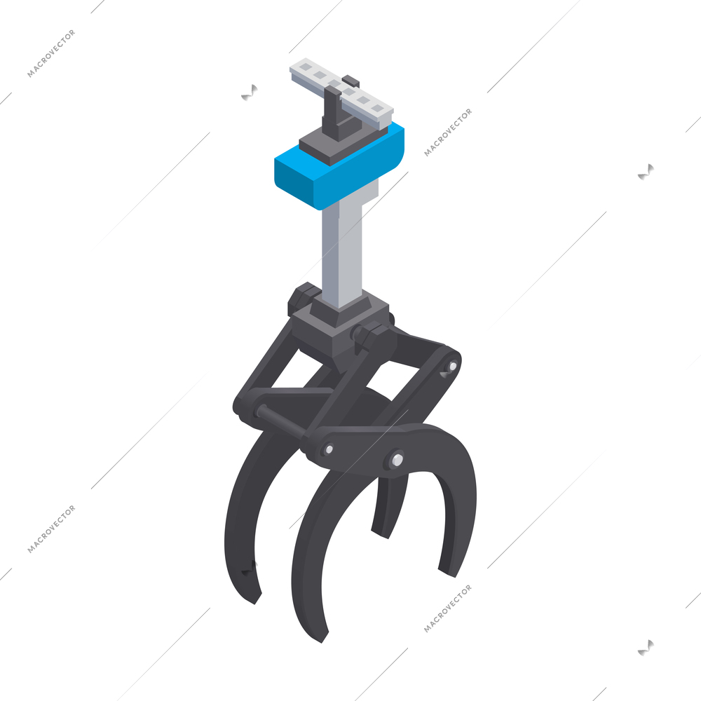 Metallurgy foundry industry isometric composition with isolated image of hardware arm vector illustration