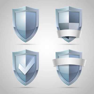 Set of shield icons for security protection or safety concept isolated vector illustration