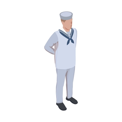 Army soldier people isometric composition with isolated character of navy man standing at ease vector illustration