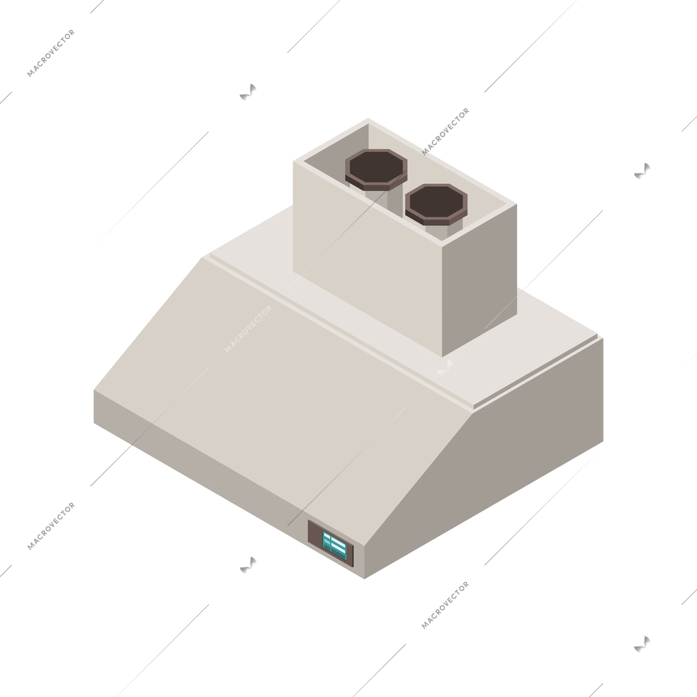 Industrial professional kitchen equipment isometric composition with isolated image of air extractor for oven vector illustration