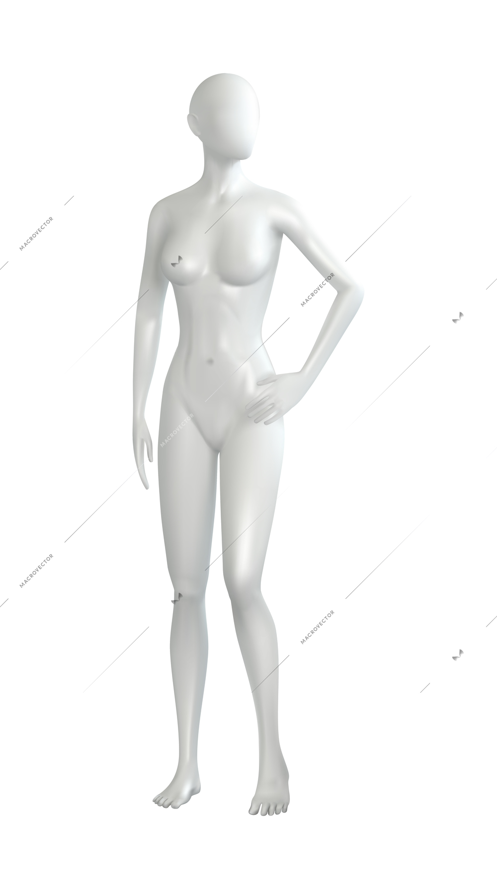 Mannequins realistic composition with isolated image of standing dummy female body vector illustration