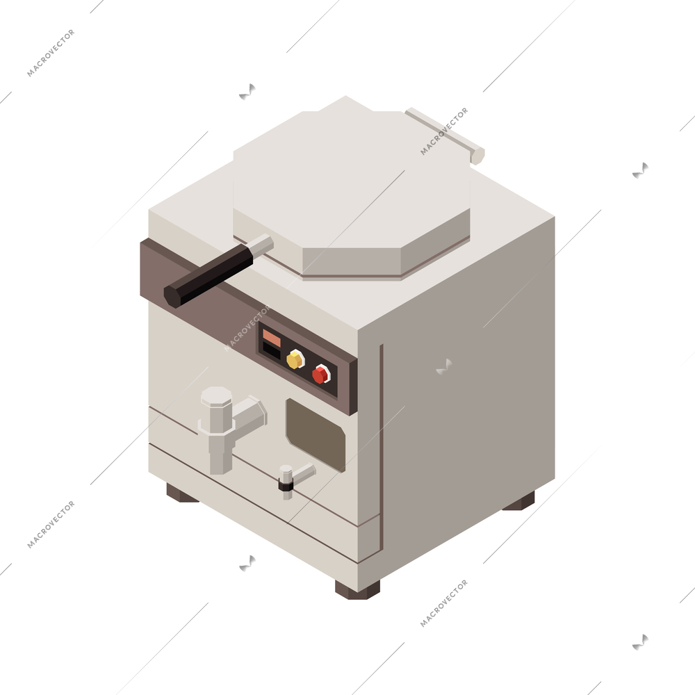 Industrial professional kitchen equipment isometric composition with isolated image of cooking appliance vector illustration