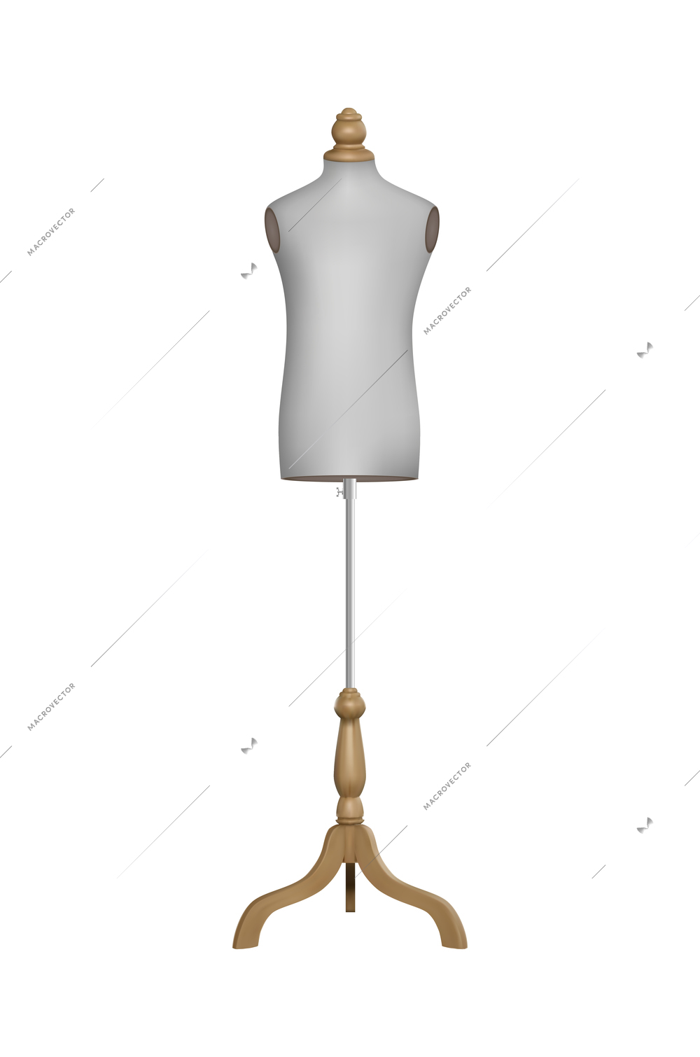 Mannequins realistic composition with isolated image of dummy breast on stand vector illustration