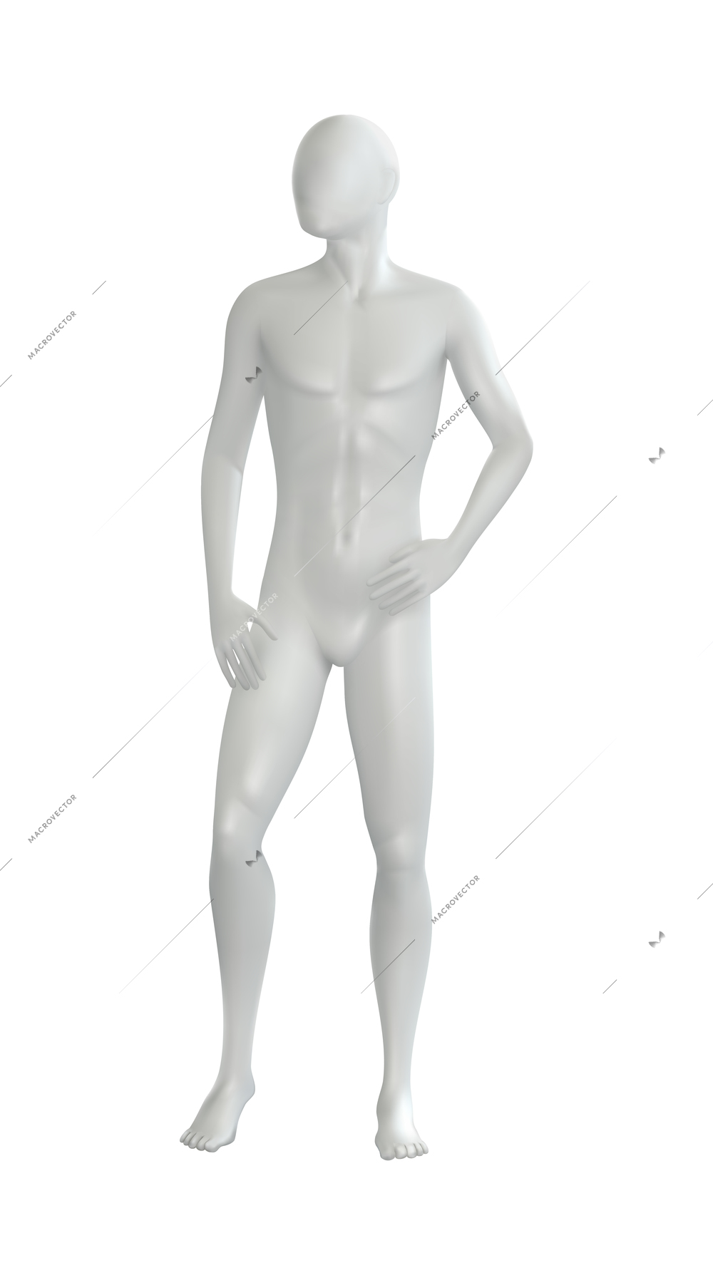 Mannequins realistic composition with isolated image of standing dummy male body vector illustration