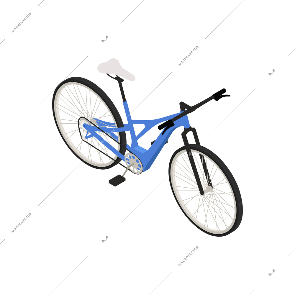 Bicycle people isometric composition with isolated image of bike on blank background vector illustration