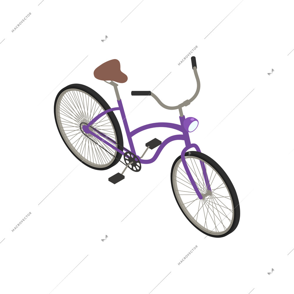 Bicycle people isometric composition with isolated image of bike on blank background vector illustration