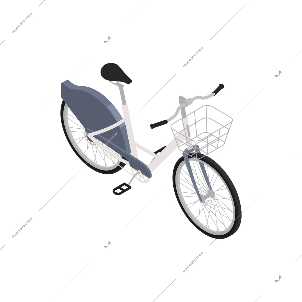 Bicycle people isometric composition with isolated image of bike on blank background vector illustration