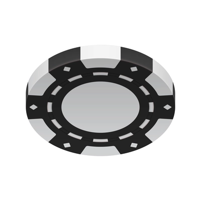 Realistic poker club casino chips composition with view of black colored chip vector illustration