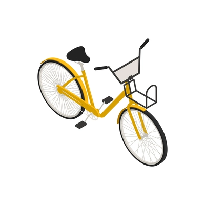 Bicycle people isometric composition with isolated image of bike on blank background vector illustration