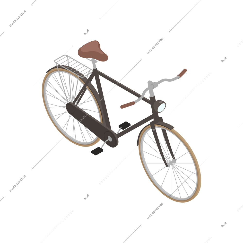 Bicycle people isometric composition with isolated image of bike on blank background vector illustration