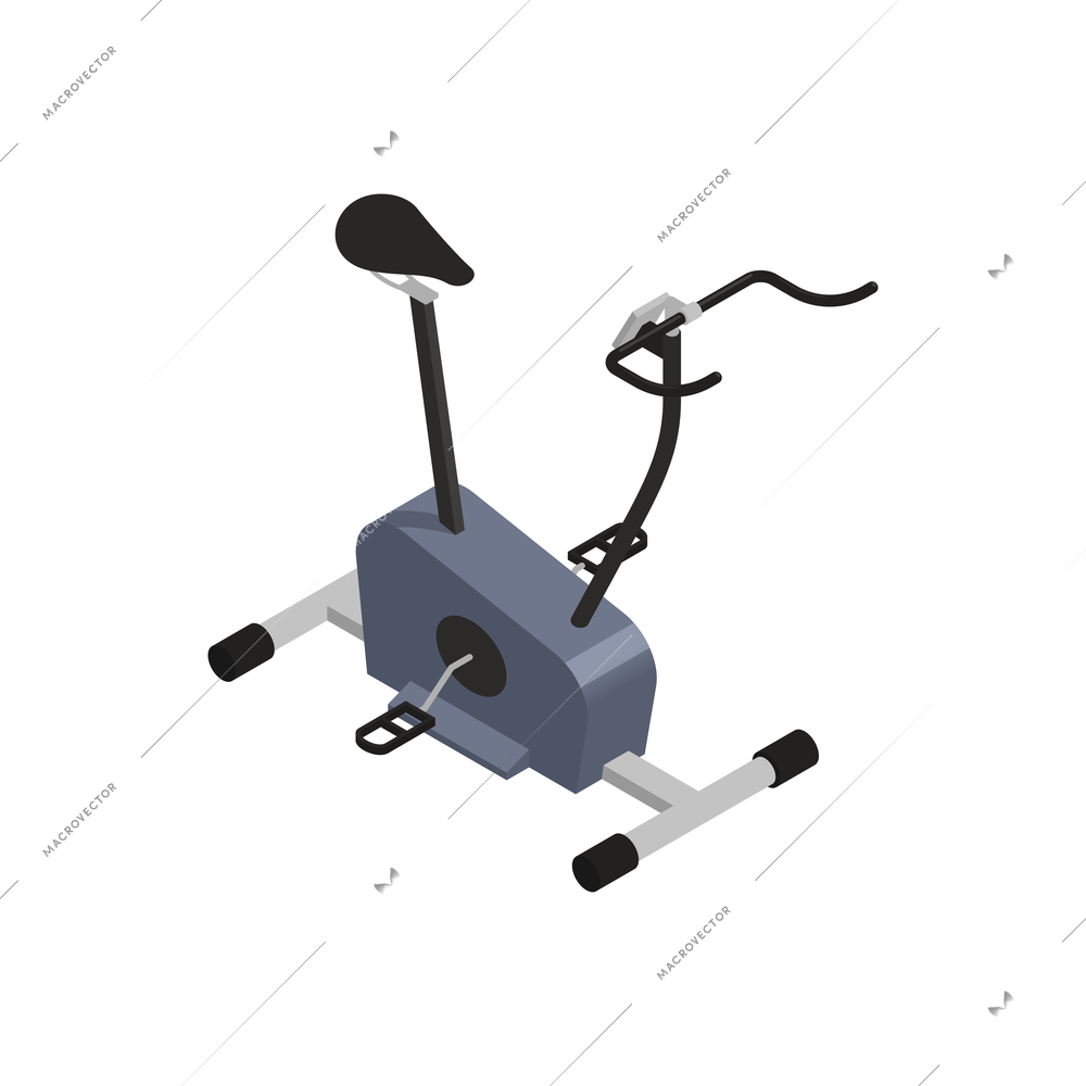 Bicycle people isometric composition with isolated image of exercycle on blank background vector illustration
