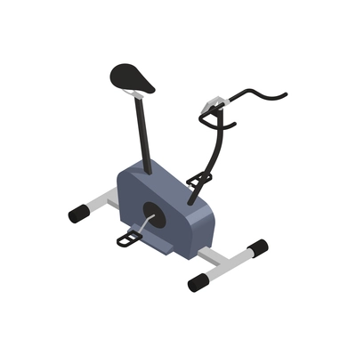 Bicycle people isometric composition with isolated image of exercycle on blank background vector illustration