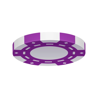 Realistic poker club casino chips composition with view of purple colored chip vector illustration