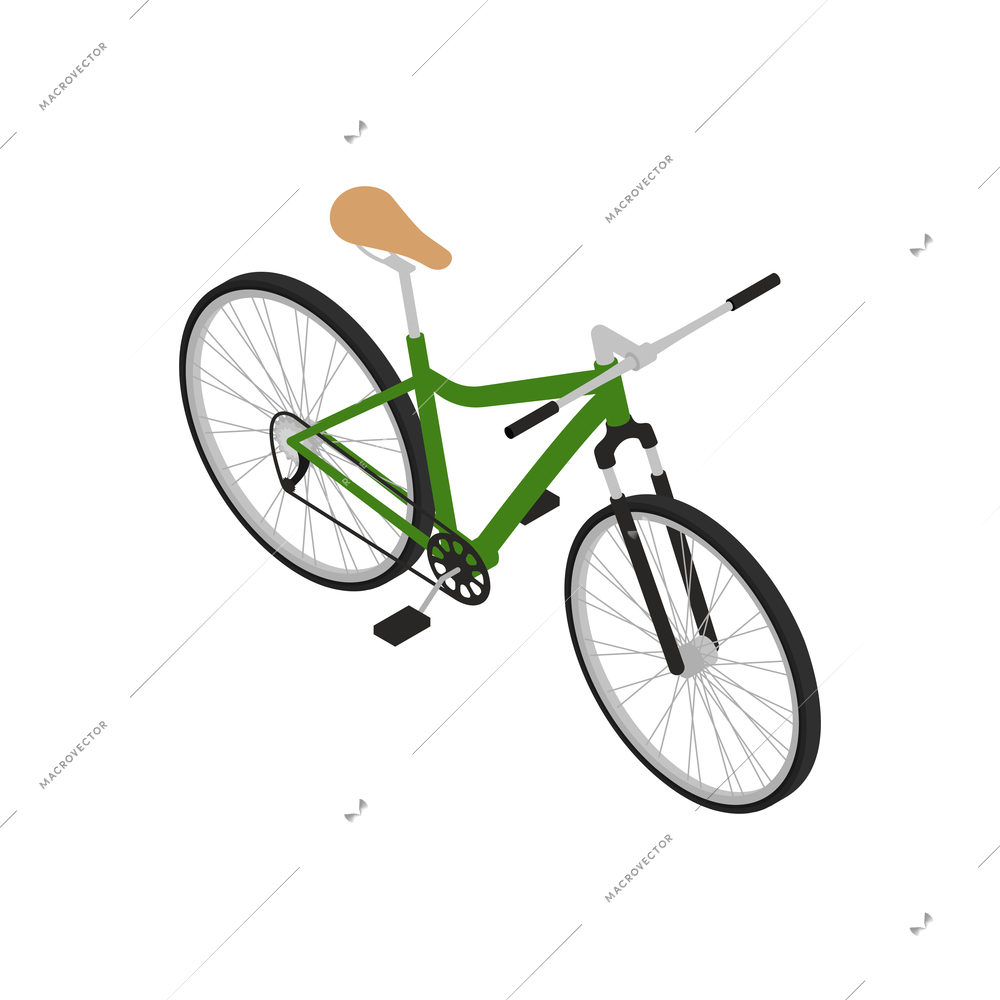 Bicycle people isometric composition with isolated image of bike on blank background vector illustration