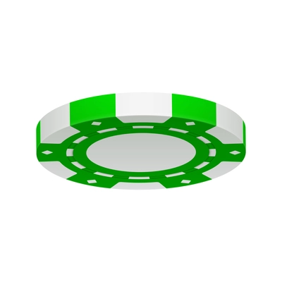 Realistic poker club casino chips composition with view of green colored chip vector illustration