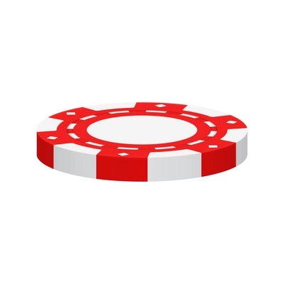 Realistic poker club casino chips composition with view of red colored chip vector illustration