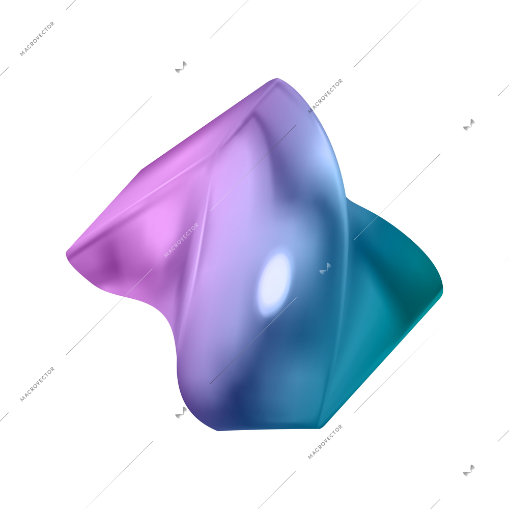 Realistic geometric shapes objects composition with isolated image of neon curved body on blank background vector illustration