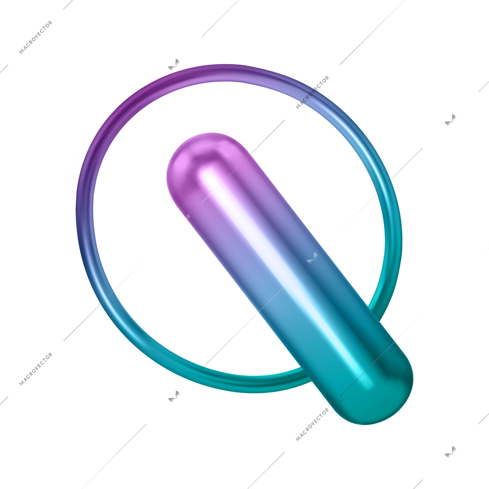 Realistic geometric shapes objects composition with isolated image of neon capsule and circle on blank background vector illustration