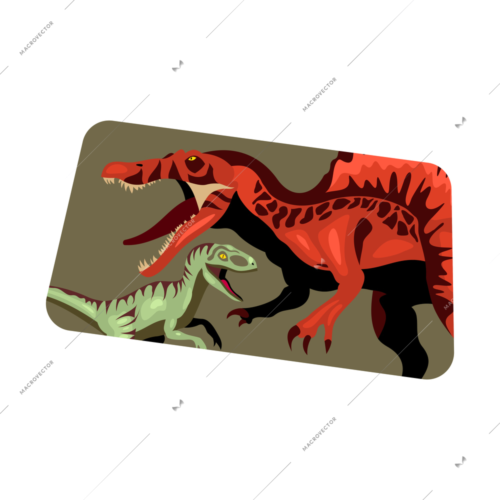 Jurassic monster giant ancient dinosaur composition with images of adult and child dinos of different color vector illustration